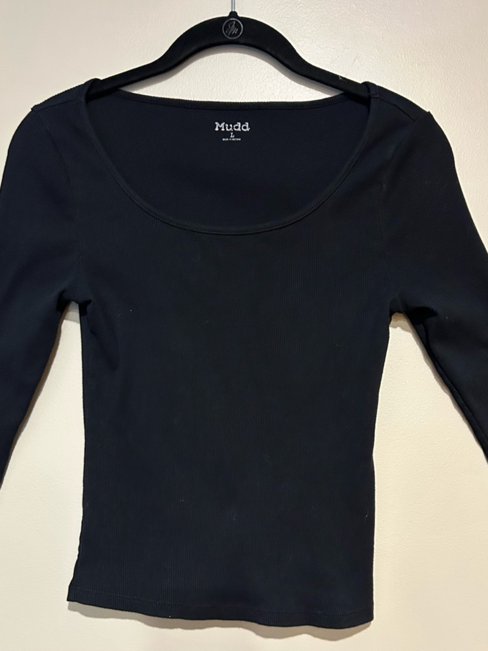 Mudd Black Ribbed Long Sleeve Scoop Neck Tee